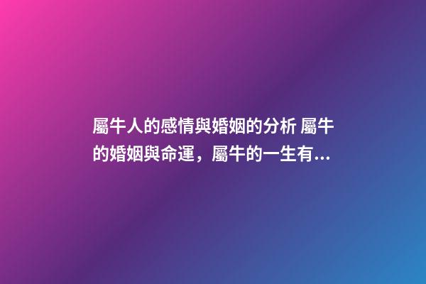 屬牛人的感情與婚姻的分析 屬牛的婚姻與命運，屬牛的一生有幾次婚姻-第1張-觀點-玄機派